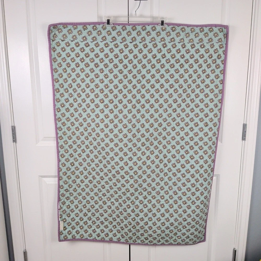 Pottery Barn Kids Brooklyn Crib Toddler Quilt Blanket Purple Mandala Floral